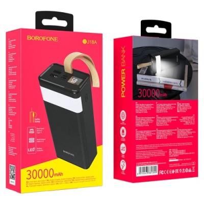 додаткова батарея power bank borofone bj18a 30000 mah (чорний) 