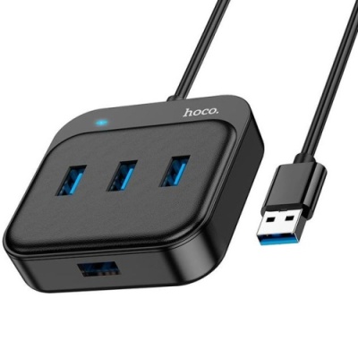 usb hub hoco hb31 easy 4-in-1 converter (usb to usb3.0*4) 0,2m. black 