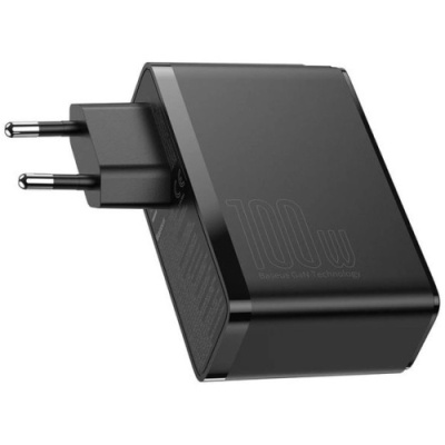 мережевий зарядний пристрій baseus gan2 pro quick charger (ccgan2p-l01) 2usb/60w/qc4.0 + 2type-c/100w/pd (black) 