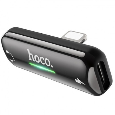 перехідник hoco ls27 apple lightning - (lightning audio+lightning charge) (сірий) 