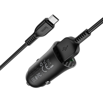 Автомобільний Зарядний Пристрій Hoco Z39 Farsighted 2USB/18W/QC3.0 + (USB - MicroUSB) (Чорний)