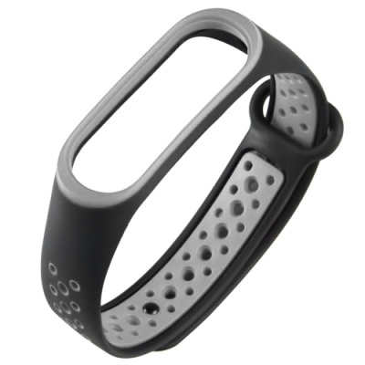 ремінець для xiaomi mi band 3/4 (sport) black/grey 