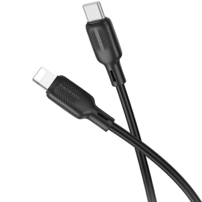 кабель borofone bx113 silicone type-c - lightning pd27w/3m (чорний) 