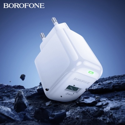 мережевий зарядний пристрій borofone bas42a 1usb/18w/qc3.0 + (usb - microusb) (білий) 