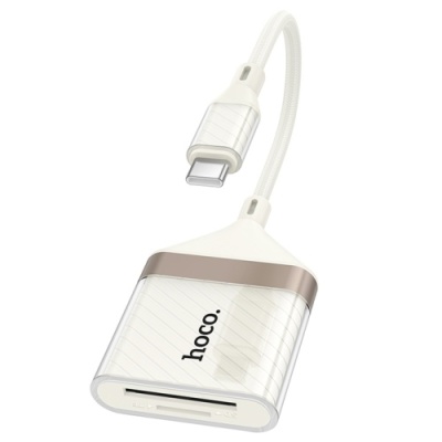 перехідник hoco ua40a 2in1 type-c - sd/tf card reader (білий apricot) 