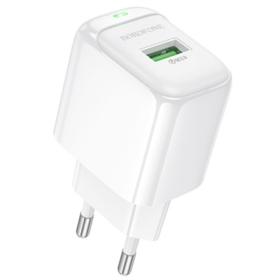 мережевий зарядний пристрій borofone bas42a 1usb/18w/qc3.0 (білий) 