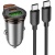 Автомобільний Зарядний Пристрій Hoco NZ16A PD25W+QC3.0 (1USB/1Type-C) + (Type-C - Type-C) (сірий)