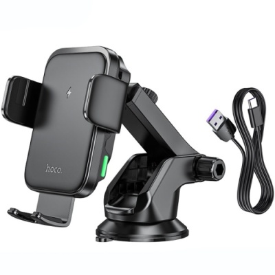 Автотримач Hoco HW11 з безпровідним зарядним пристроєм (Чорний)