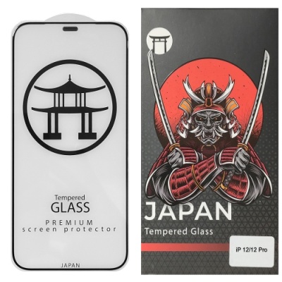 захисне скло glass full glue japan premium 2.0 для apple iphone 12/12 pro (чорний) 