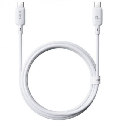 кабель baseus silky series fast charging type-c - type-c 100w/2m (p10377704213-01) (white) 