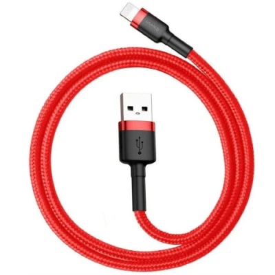 кабель baseus cafule usb - lightning 2.4a/0.5m (calklf-a09) (red-black) 