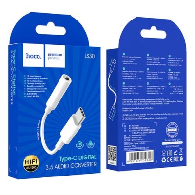 перехідник hoco ls30 type-c - 3.5 audio jack (білий) 
