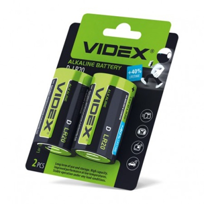 батарейка videx lr20 (2шт) 