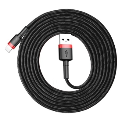кабель baseus cafule usb - lightning 1.5a/2m (calklf-c19) (black-red) 