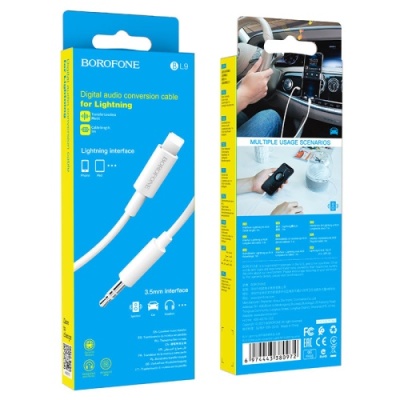 кабель aux borofone bl9 3.5mm(male) - lightning(male) 1m (білий) 