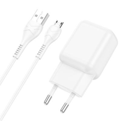 мережевий зарядний пристрій hoco c96a 1usb/2.1a + (usb - microusb) (білий) 