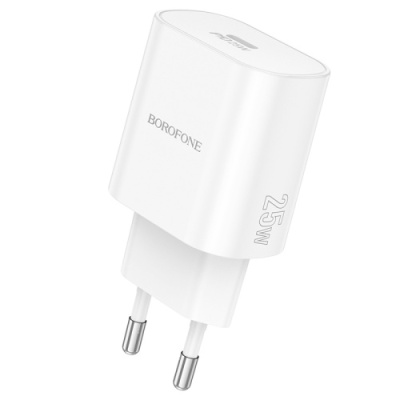 мережевий зарядний пристрій borofone ba82a power 1type-c/25w/pd (білий) 
