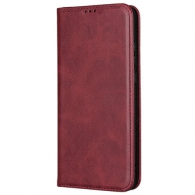 Купить чохол-книжка leather fold для xiaomi redmi note 10 pro (темно-червоний) онлайн