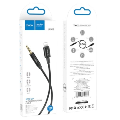кабель aux hoco upa19 3.5mm(male) - lightning(male) 1m (чорний) 