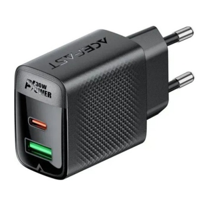 мережевий зарядний пристрій acefast a98 pd30w+qc 3.0 (1type-c/usb/3a) (чорний) 