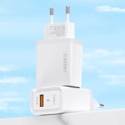 мережевий зарядний пристрій earldom es-eu35c 1usb/qc3.0/18w + (usb - type-c) (білий) 