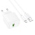 Мережевий Зарядний Пристрій Hoco CS52A 1USB/18W/QC3.0 + (USB - MicroUSB) (Білий) мережевий зарядний пристрій hoco cs52a 1usb/18w/qc3.0 + (usb - microusb) (білий)