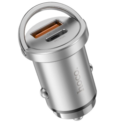 Автомобільний Зарядний Пристрій Hoco NZ10 PD45W+QC3.0 (1Type-C/1USB) (сталевий)