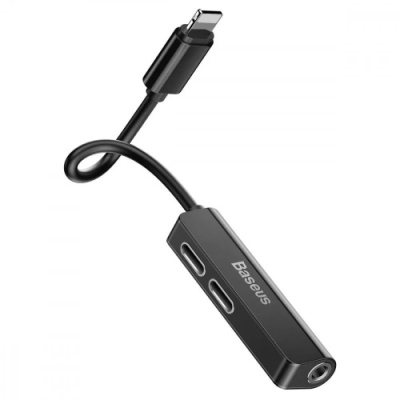 перехідник baseus l52 lightning to 2xlightning + 3.5mm (call52-01) (black) 