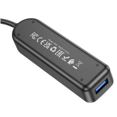 usb hub borofone dh5 4-in-1 (type-c to usb3.0*4) 0.2m (чорний) 