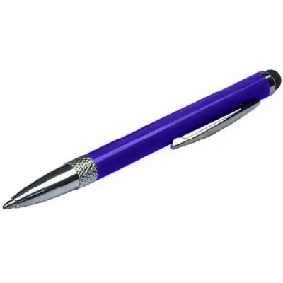 стилус ємнісний, висувна кулькова ручка, металевий, фіолетовий 