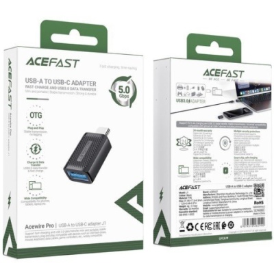 перехідник otg acefast j1 type-c - usb 3.0 (чорний) 