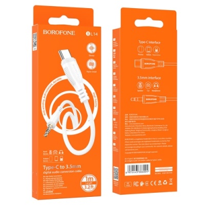 кабель aux borofone bl14 3.5mm(male) - type-c(male) 1m (білий) 