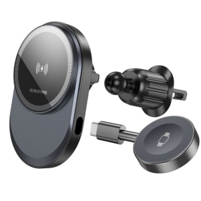 Автотримач Borofone BH219 Fine 2-in-1 Magnetic Wireless 15W (Чорний)