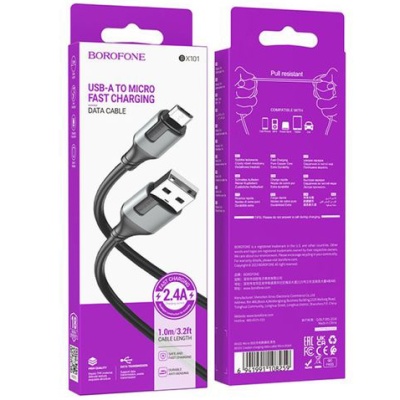 кабель borofone bx101 creator usb - microusb 2.4a/1m (чорний) 