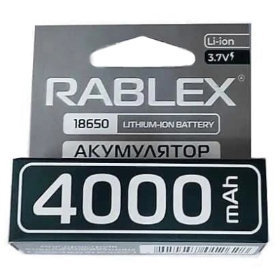 акумулятор rablex li-ion 18650 4000mah 3.7v (1шт) 