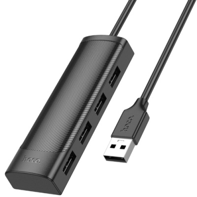 usb hub hoco hb41 easy 4-in-1 converter (usb to usb2.0*4) 0,2m. black 