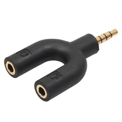 розгалужувач aux 3.5mm(male) - 2*3.5mm (female)mic (чорний) 