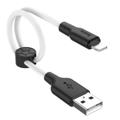 кабель hoco x21 plus silicone usb - lightning 2.4a/0.25m (чорно-білий) 