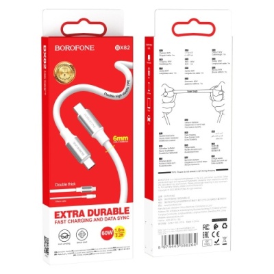 кабель borofone bx82 type-c - type-c (pd) 60w 1m (білий) 
