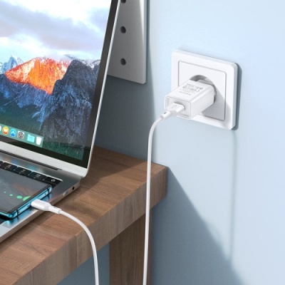 мережевий зарядний пристрій borofone ba68a 1usb/2.1a + (usb - type-c) (білий) 