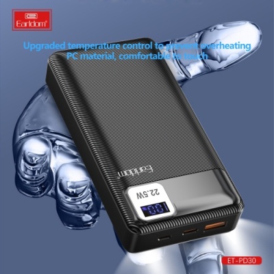 додаткова батарея power bank earldom et-pd30 20000 mah pd20w+qc3.0 22.5w (чорний) 