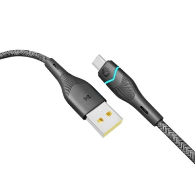 кабель ridea rc-rl15 rgb light usb - microusb 3a 1.2m (чорний) 