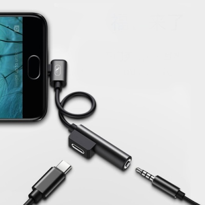 перехідник skydolphin au03 type-c - aux (3.5mm) + charging 1.5a (чорний) 