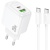 Мережевий Зарядний Пристрій Hoco CS54A 1USB/18W/QC3.0 + 1Type-C/20W/PD + (Type-C - Type-C) (Білий) мережевий зарядний пристрій hoco cs54a 1usb/18w/qc3.0 + 1type-c/20w/pd + (type-c - type-c) (білий)