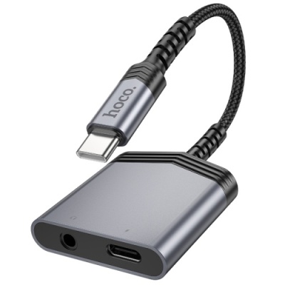 перехідник hoco ls39 type-c - type-c power + jack 3.5 (чорний) 