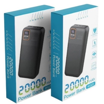 додаткова батарея power bank profit wq22 20000mah 22,5w+pd20w led (чорний) 