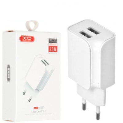 мережевий зарядний пристрій xo l35d 2usb/2.1a (бiлий) 