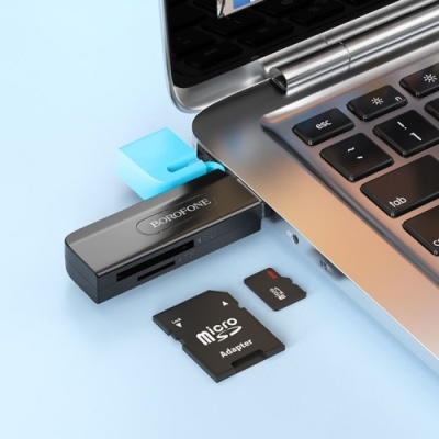 картрідер borofone dh9 wisdom 2-in-1 usb3.0 (чорно-синій) 