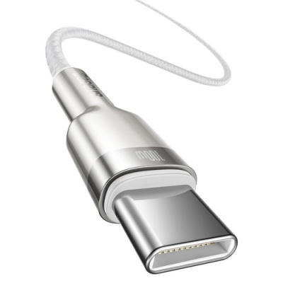кабель baseus cafule metal (pd) type-c - type-c 100w 5a/2m (catjk-d02) (white) 