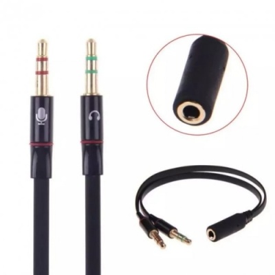 розгалужувач аудіо виходу 3,5mm famale for pc (чорний) 